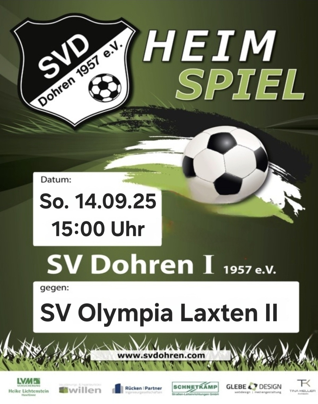 Sonntag, Heimspiel der 1. Mannschaft gegen Laxten II