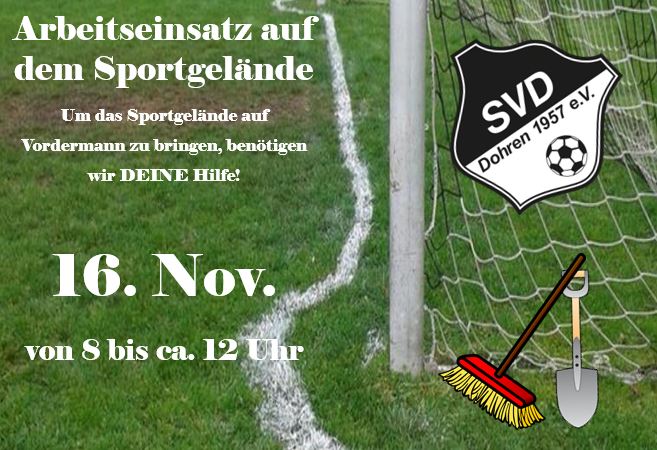 Arbeitseinsatz auf dem Sportgelände